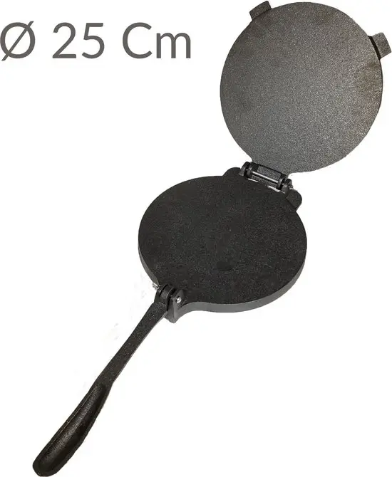 Chef’s Cuisine tortilla pers van gietijzer, 25 cm voor grotere tortilla's.