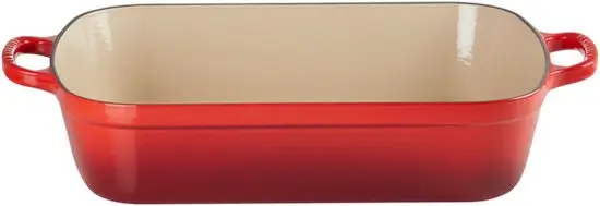 Le Creuset gietijzeren braadslede 33 x 25 x 7,5 cm kersenrood geschikt voor inductie